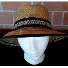 New ERIC JAVITS Squishee Straw Bucket Sun Hat Natural Neutral with Black Trim  eb-83105138